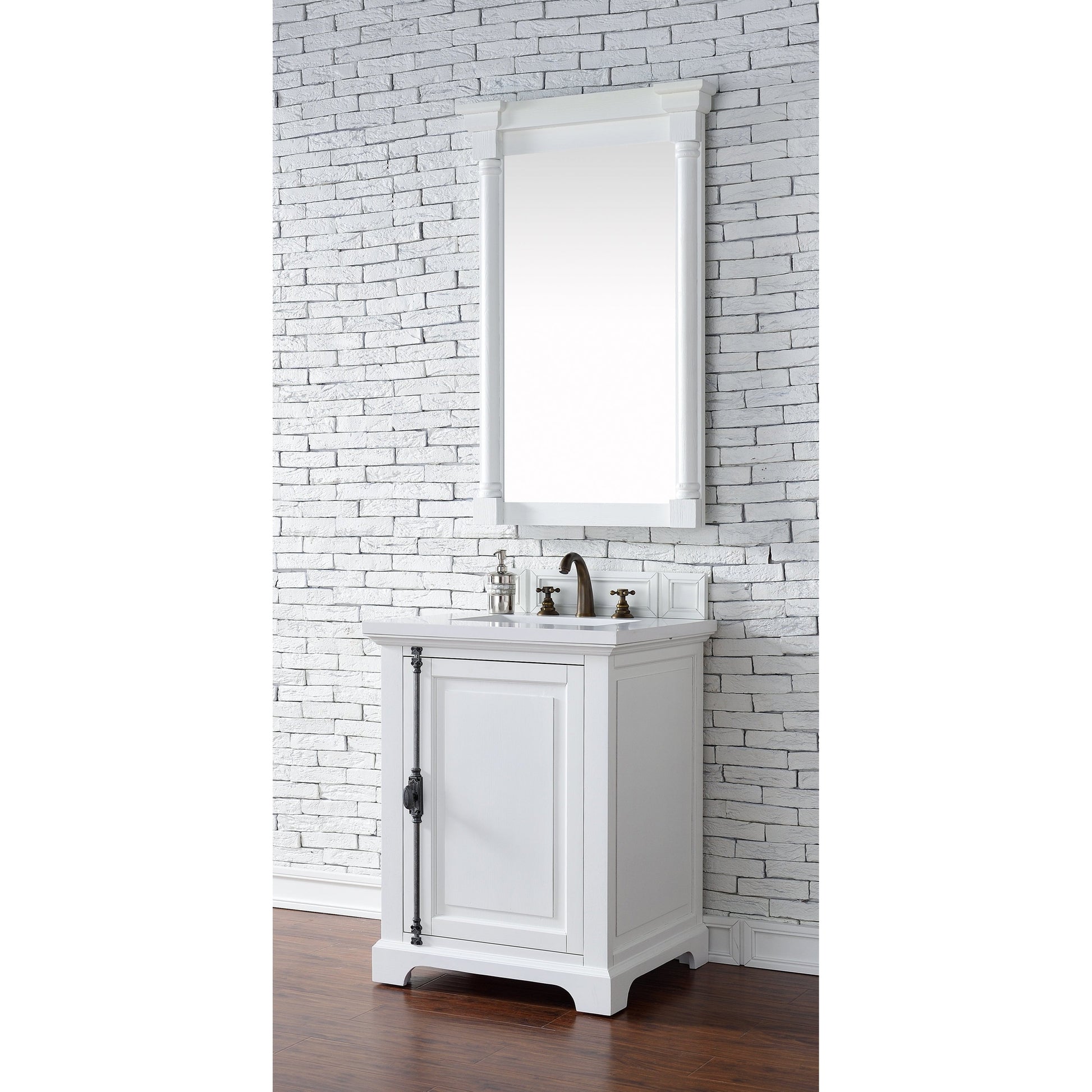 James Martin Vanities Providence 26" Bright White Single Vanity Cabinet With 3cm White Zeus Quartz Top