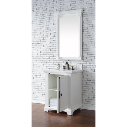 James Martin Vanities Providence 26" Bright White Single Vanity Cabinet With 3cm White Zeus Quartz Top