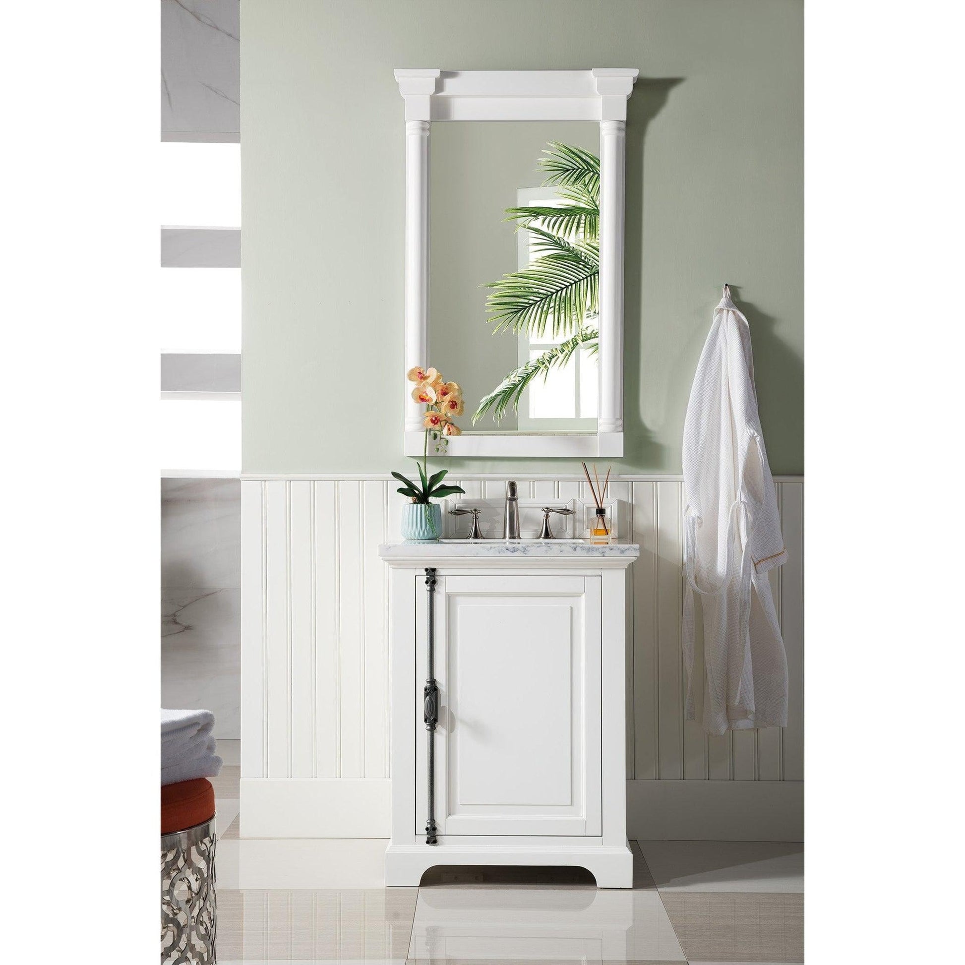 James Martin Vanities Providence 26" Bright White Single Vanity With 3cm Arctic Fall Solid Surface Top