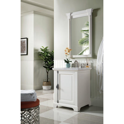 James Martin Vanities Providence 26" Bright White Single Vanity With 3cm Arctic Fall Solid Surface Top