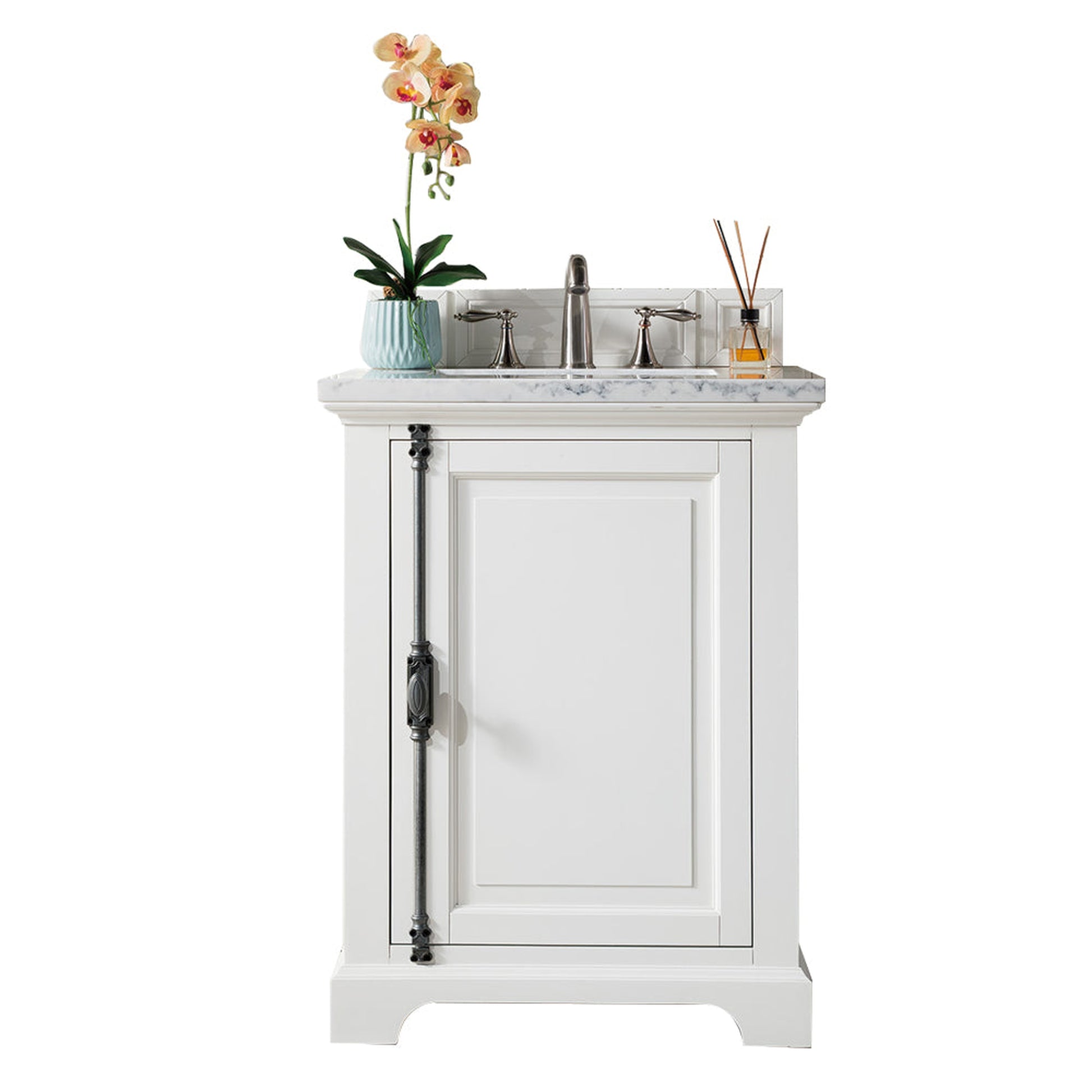 James Martin Vanities Providence 26" Bright White Single Vanity With 3cm Arctic Fall Solid Surface Top