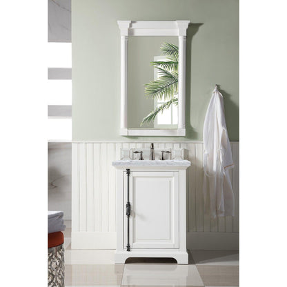 James Martin Vanities Providence 26" Bright White Single Vanity With 3cm Carrara Marble Top