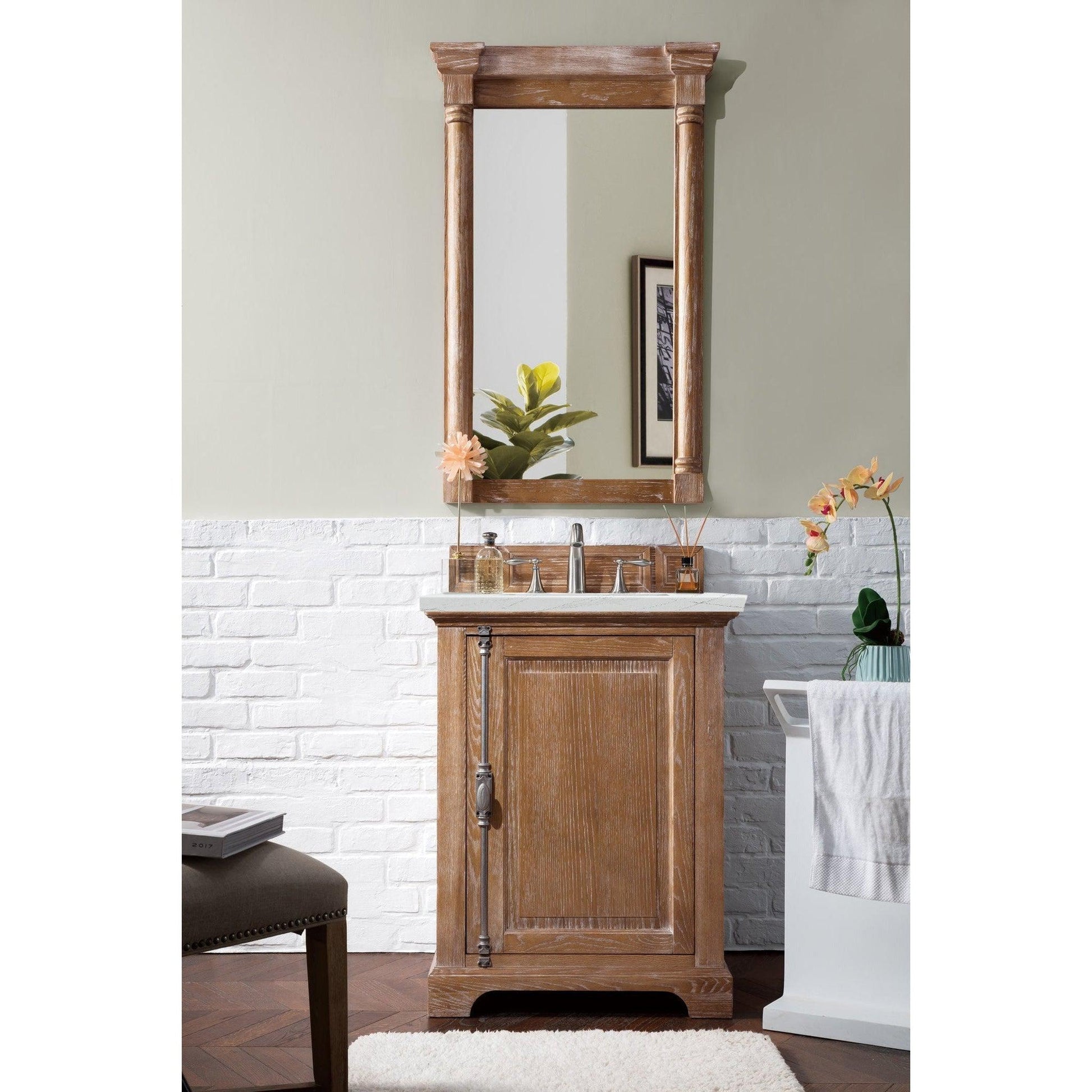 James Martin Vanities Providence 26" Driftwood Single Vanity Cabinet With 3cm Ethereal Noctis Quartz Top