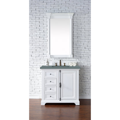 James Martin Vanities Providence 36" Bright White Single Vanity Cabinet With 3cm Cala Blue Quartz Top