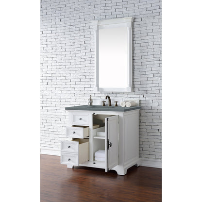 James Martin Vanities Providence 36" Bright White Single Vanity Cabinet With 3cm Cala Blue Quartz Top