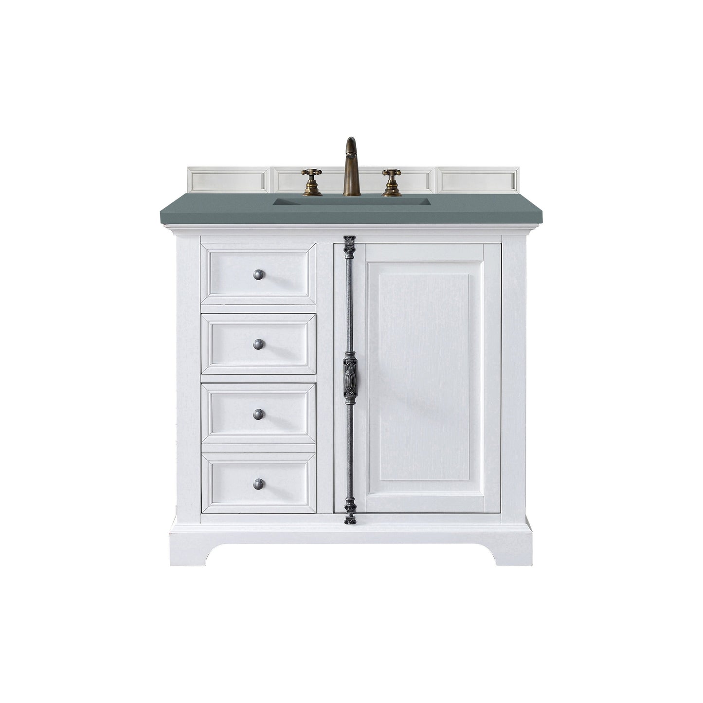 James Martin Vanities Providence 36" Bright White Single Vanity Cabinet With 3cm Cala Blue Quartz Top