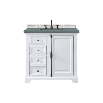 James Martin Vanities Providence 36" Bright White Single Vanity Cabinet With 3cm Cala Blue Quartz Top