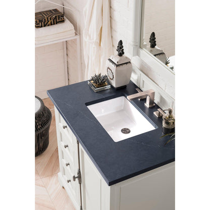 James Martin Vanities Providence 36" Bright White Single Vanity Cabinet With 3cm Charcoal Soapstone Quartz Top