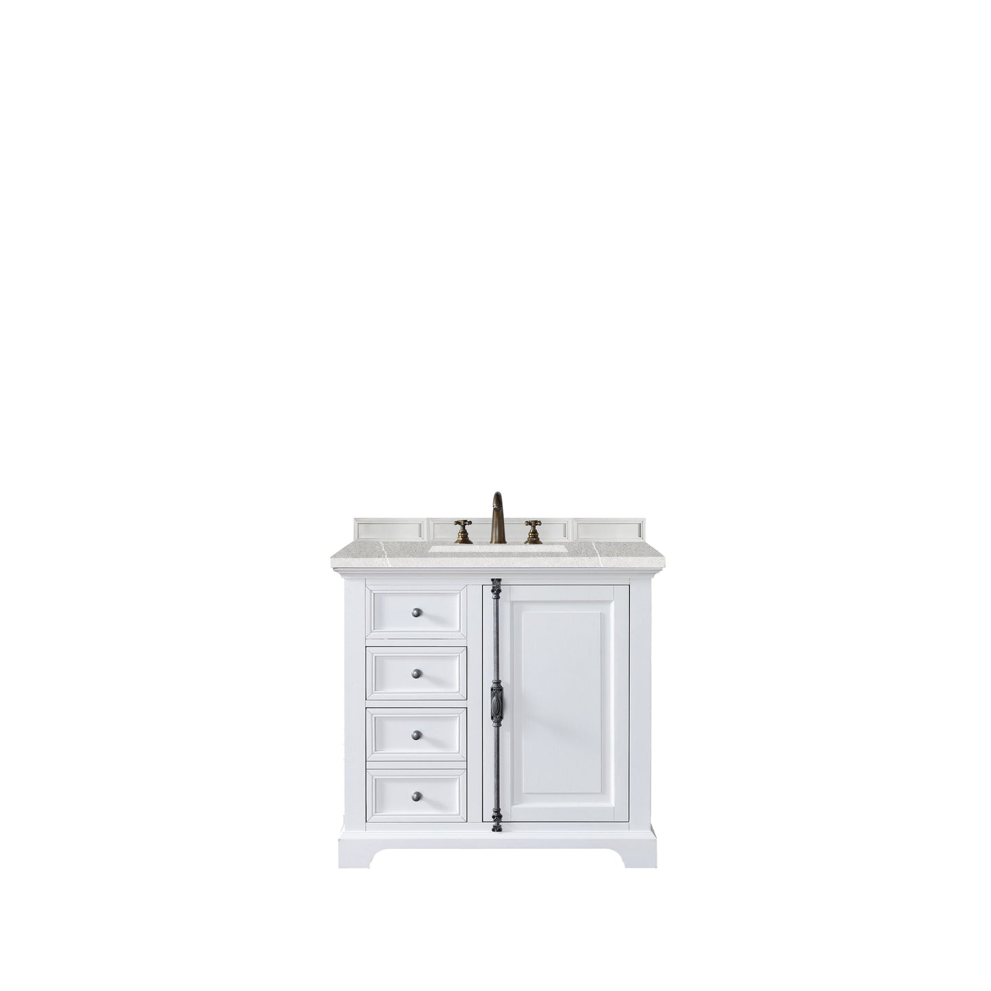 James Martin Vanities Providence 36" Bright White Single Vanity Cabinet With 3cm Eternal Serena Quartz Top