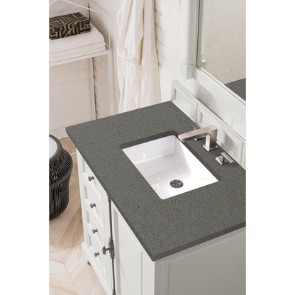 James Martin Vanities Providence 36" Bright White Single Vanity Cabinet With 3cm Grey Expo Quartz Top