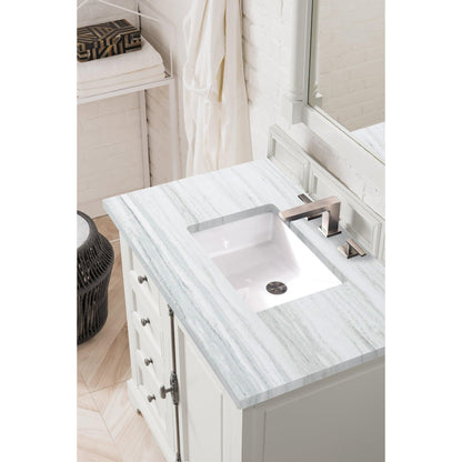 James Martin Vanities Providence 36" Bright White Single Vanity With 3cm Arctic Fall Solid Surface Top