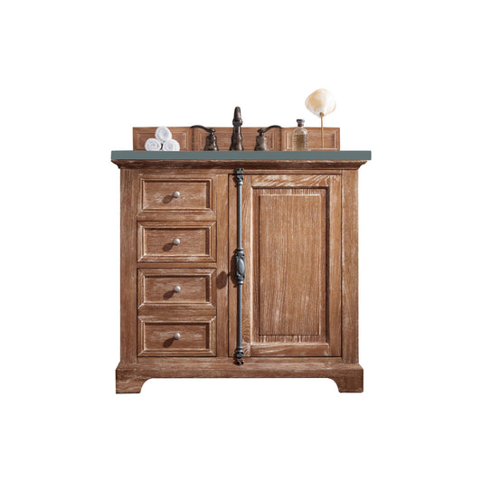 James Martin Vanities Providence 36" Driftwood Single Vanity Cabinet With 3cm Cala Blue Quartz Top