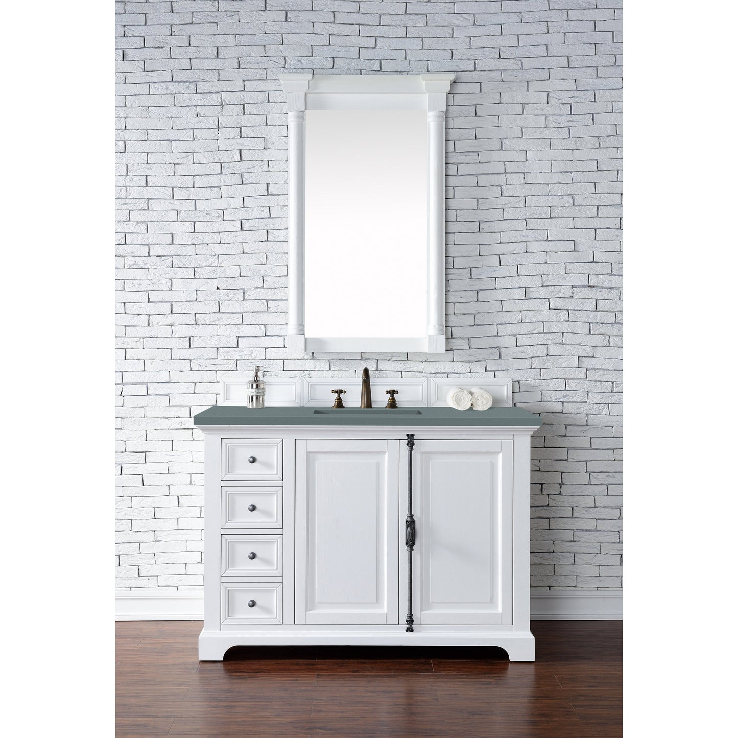 James Martin Vanities Providence 48" Bright White Single Vanity Cabinet With 3cm Cala Blue Quartz Top