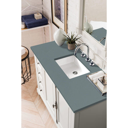 James Martin Vanities Providence 48" Bright White Single Vanity Cabinet With 3cm Cala Blue Quartz Top