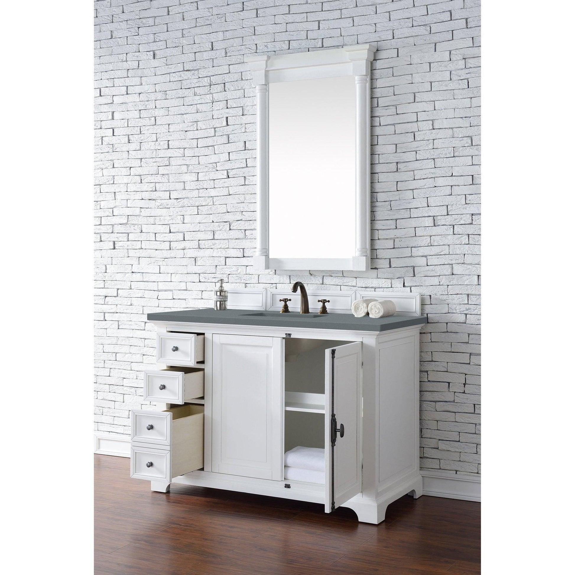 James Martin Vanities Providence 48" Bright White Single Vanity Cabinet With 3cm Cala Blue Quartz Top