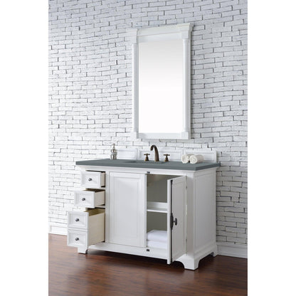 James Martin Vanities Providence 48" Bright White Single Vanity Cabinet With 3cm Cala Blue Quartz Top