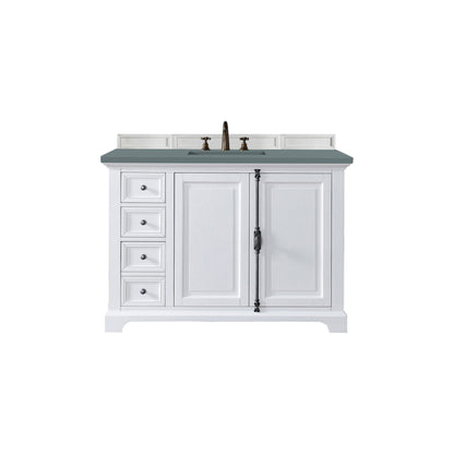 James Martin Vanities Providence 48" Bright White Single Vanity Cabinet With 3cm Cala Blue Quartz Top