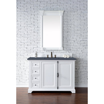 James Martin Vanities Providence 48" Bright White Single Vanity Cabinet With 3cm Charcoal Soapstone Quartz Top