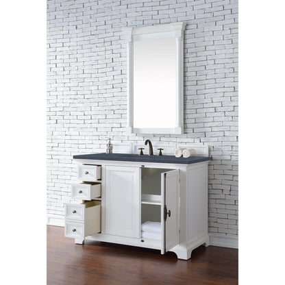 James Martin Vanities Providence 48" Bright White Single Vanity Cabinet With 3cm Charcoal Soapstone Quartz Top