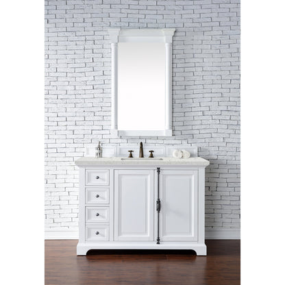 James Martin Vanities Providence 48" Bright White Single Vanity Cabinet With 3cm Eternal Jasmine Pearl Quartz Top