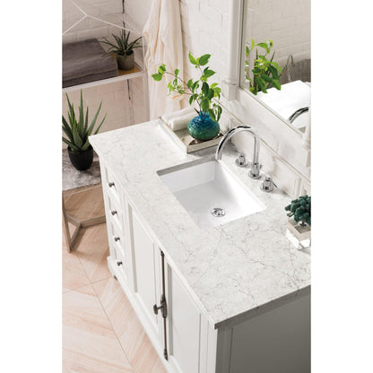 James Martin Vanities Providence 48" Bright White Single Vanity Cabinet With 3cm Eternal Jasmine Pearl Quartz Top