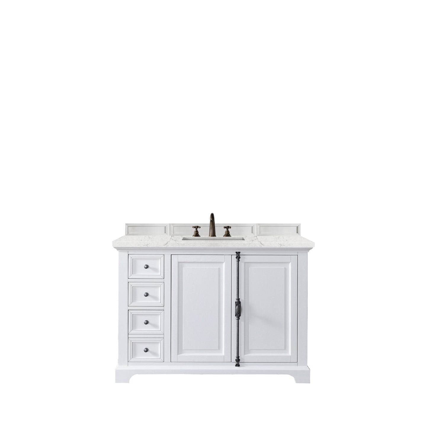 James Martin Vanities Providence 48" Bright White Single Vanity Cabinet With 3cm Eternal Jasmine Pearl Quartz Top