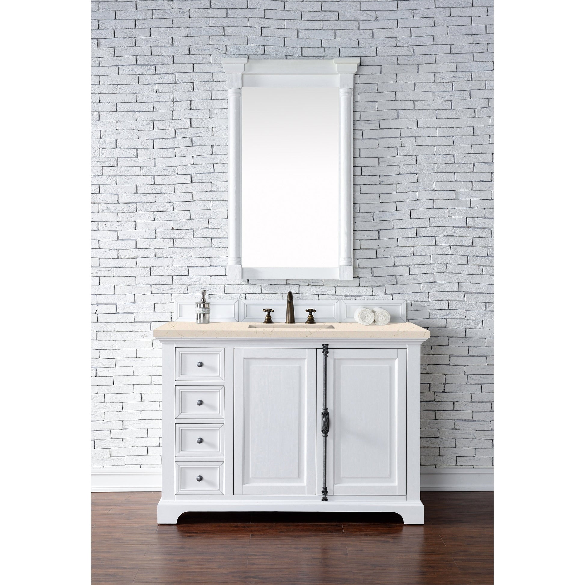 James Martin Vanities Providence 48" Bright White Single Vanity Cabinet With 3cm Eternal Marfil Quartz Top