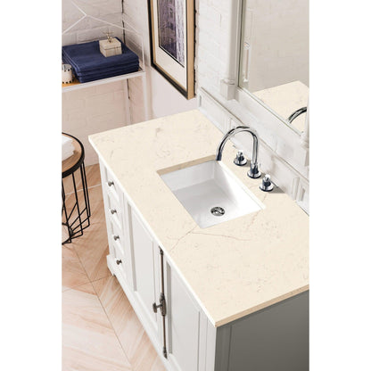 James Martin Vanities Providence 48" Bright White Single Vanity Cabinet With 3cm Eternal Marfil Quartz Top