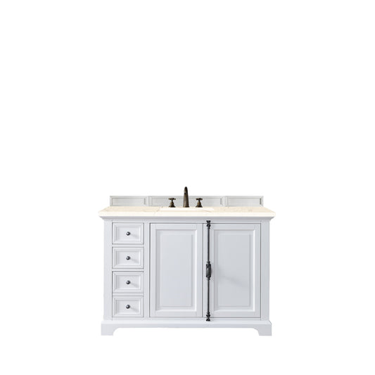 James Martin Vanities Providence 48" Bright White Single Vanity Cabinet With 3cm Eternal Marfil Quartz Top