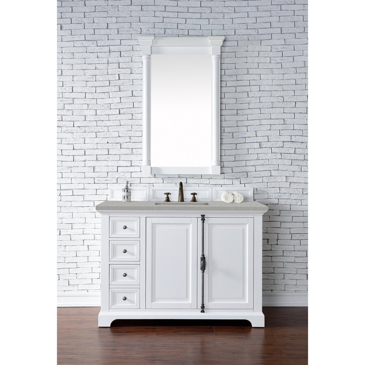 James Martin Vanities Providence 48" Bright White Single Vanity Cabinet With 3cm Eternal Serena Quartz Top