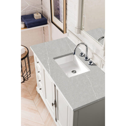 James Martin Vanities Providence 48" Bright White Single Vanity Cabinet With 3cm Eternal Serena Quartz Top