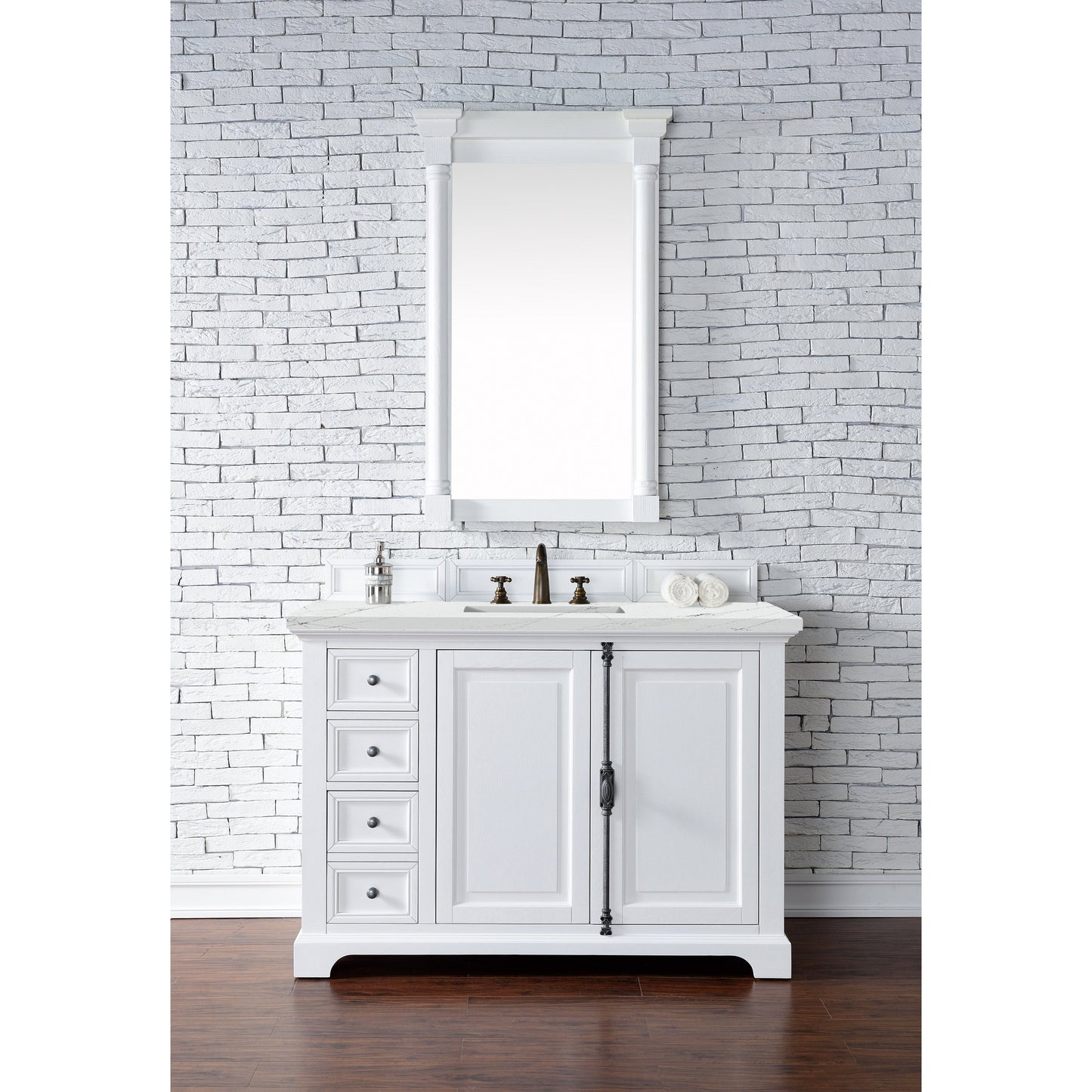 James Martin Vanities Providence 48" Bright White Single Vanity Cabinet With 3cm Ethereal Noctis Quartz Top