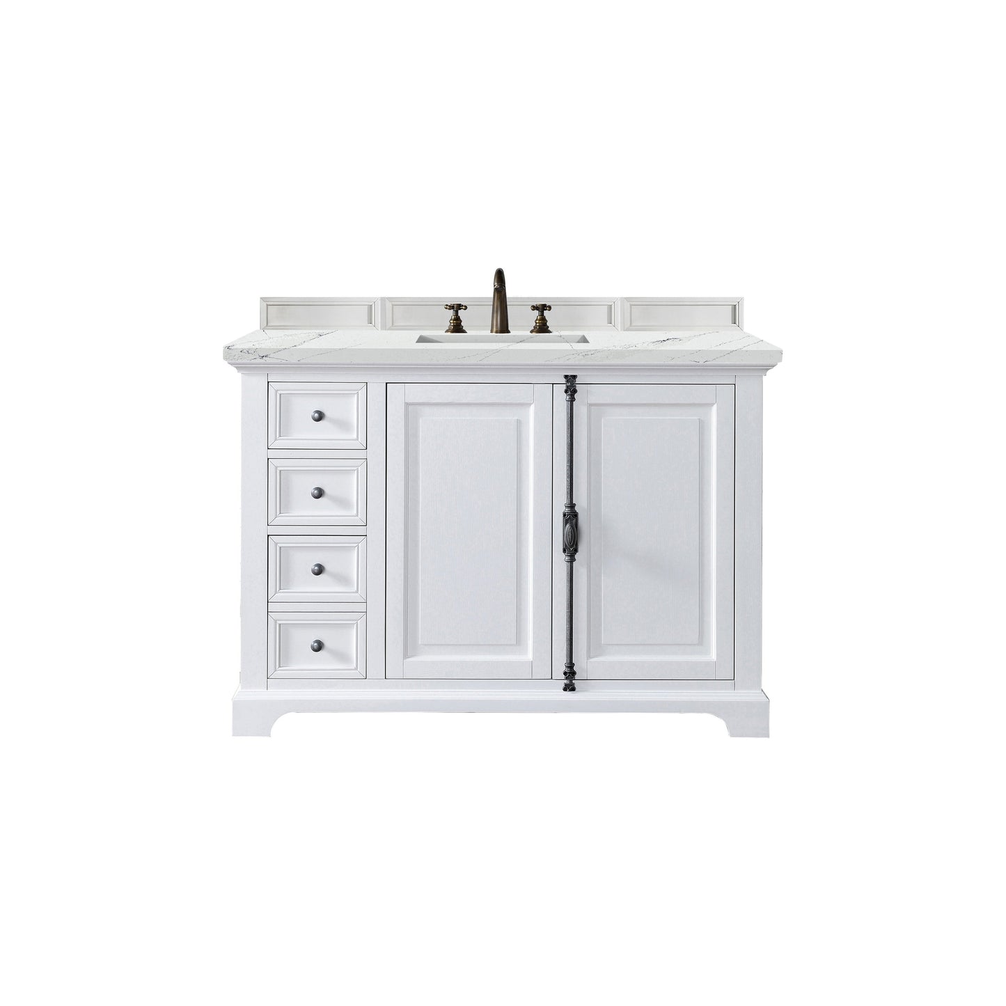 James Martin Vanities Providence 48" Bright White Single Vanity Cabinet With 3cm Ethereal Noctis Quartz Top