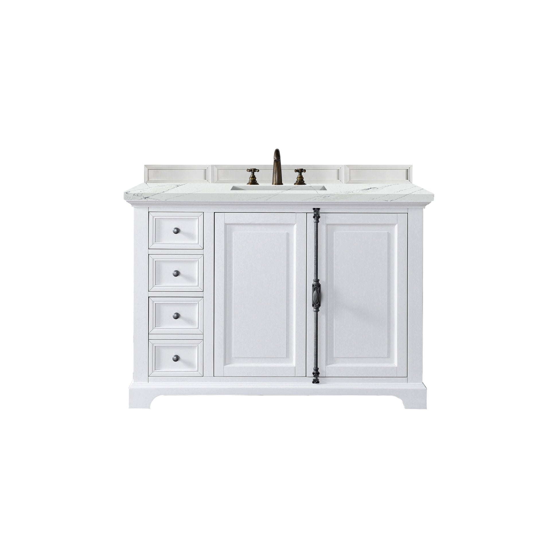 James Martin Vanities Providence 48" Bright White Single Vanity Cabinet With 3cm Ethereal Noctis Quartz Top