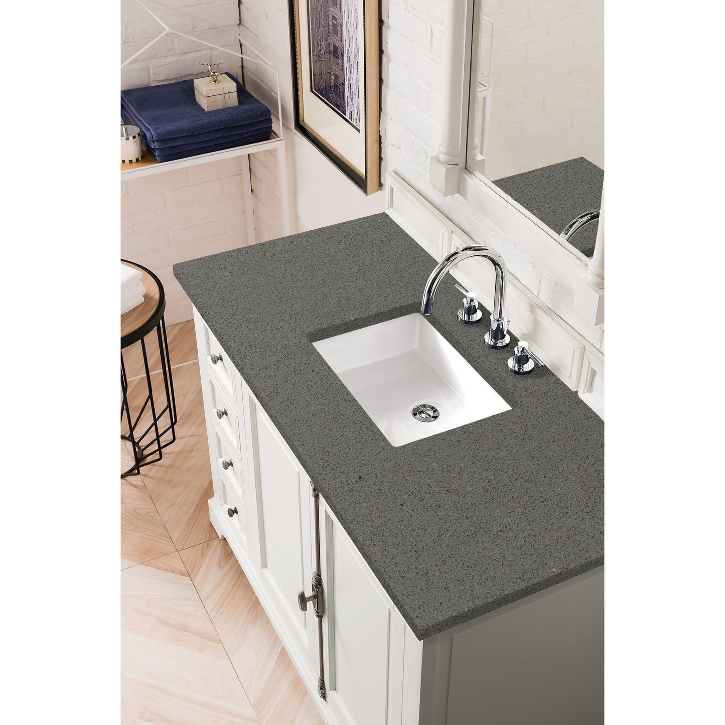 James Martin Vanities Providence 48" Bright White Single Vanity Cabinet With 3cm Grey Expo Quartz Top