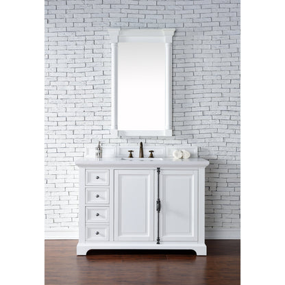 James Martin Vanities Providence 48" Bright White Single Vanity Cabinet With 3cm White Zeus Quartz Top