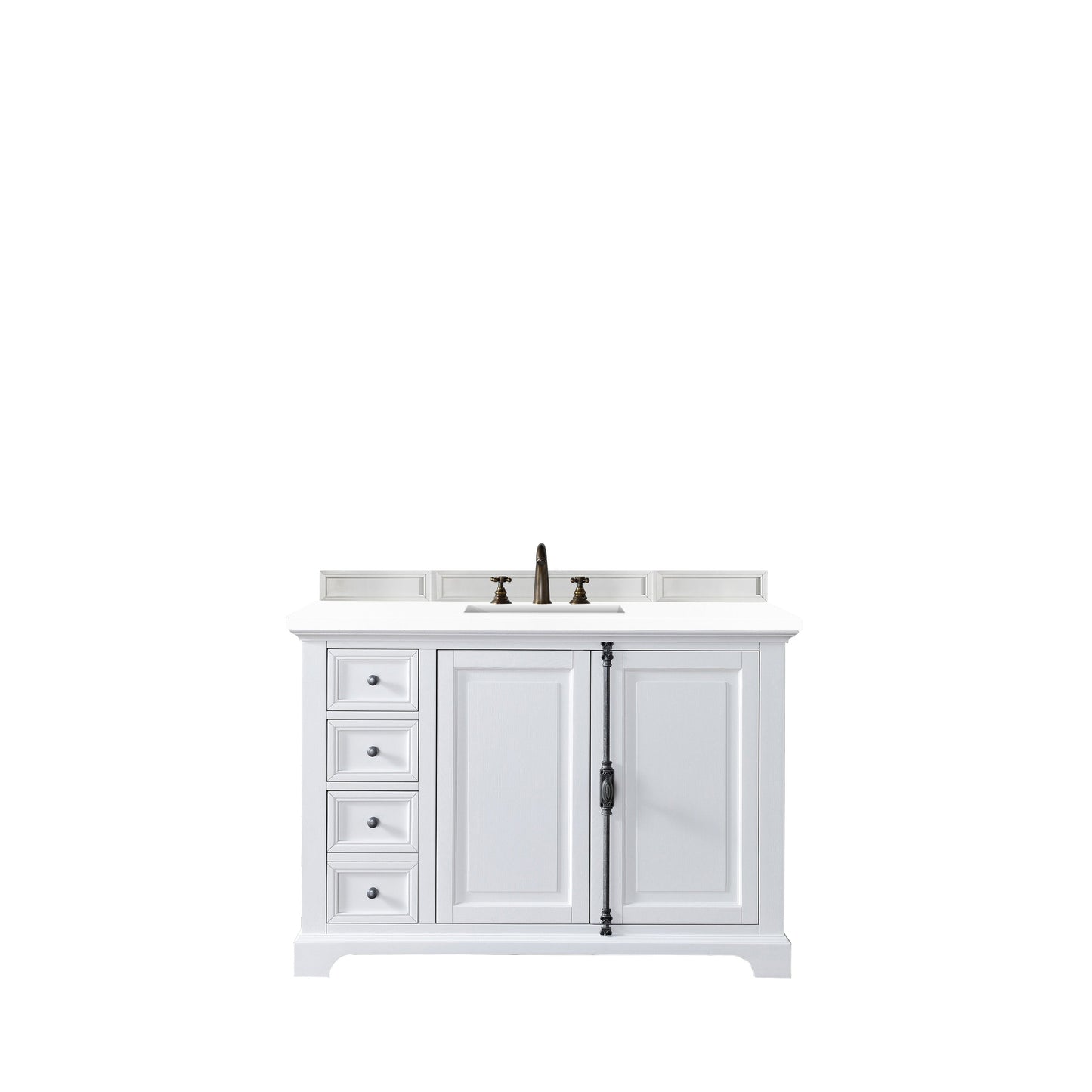 James Martin Vanities Providence 48" Bright White Single Vanity Cabinet With 3cm White Zeus Quartz Top
