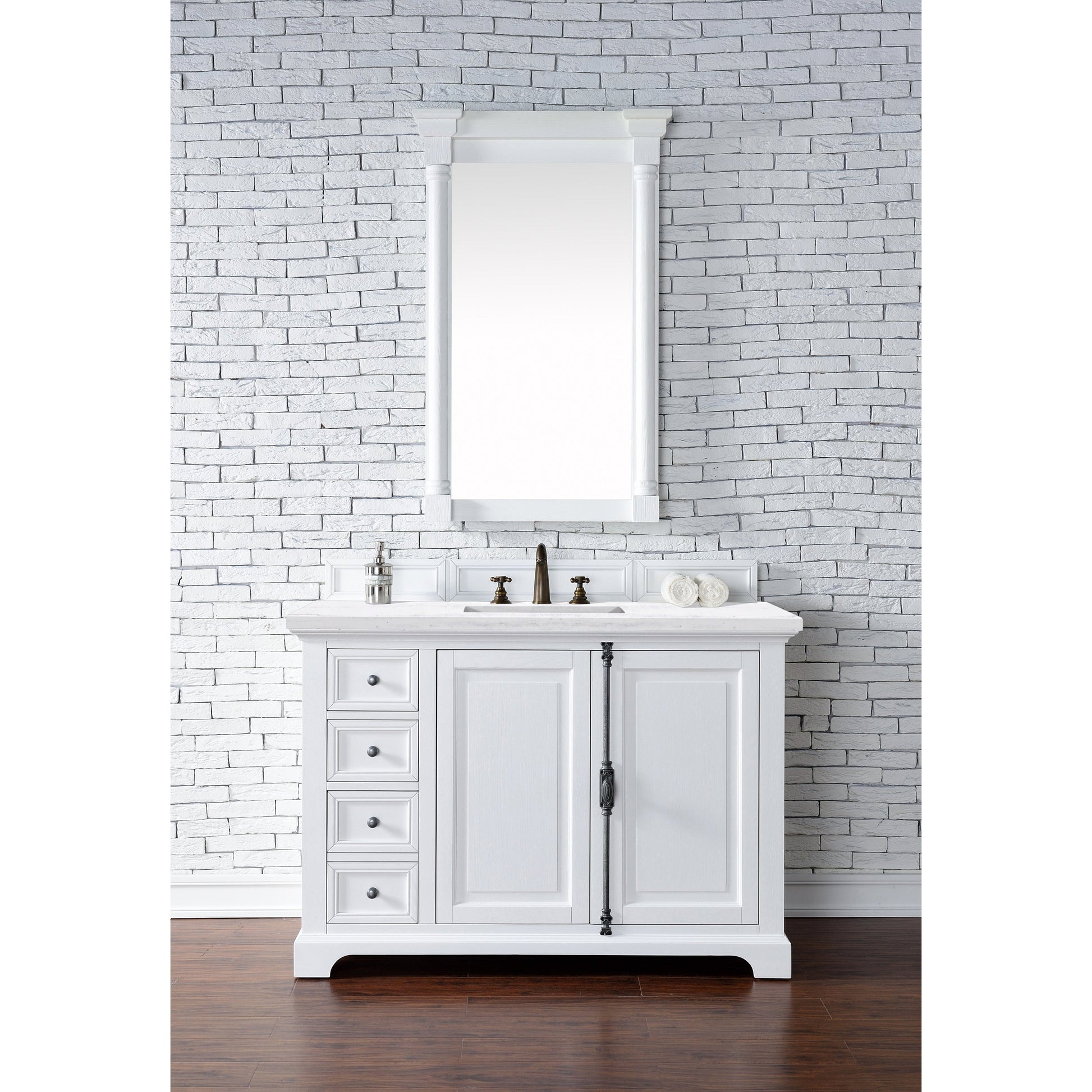 James Martin Vanities Providence 48" Bright White Single Vanity With 3cm Arctic Fall Solid Surface Top