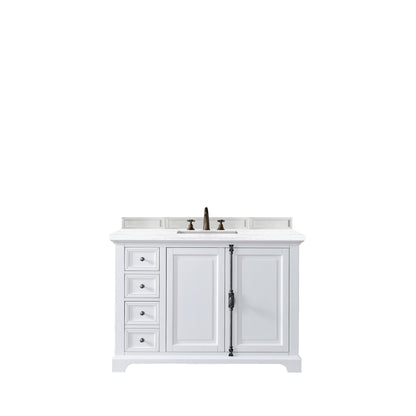 James Martin Vanities Providence 48" Bright White Single Vanity With 3cm Arctic Fall Solid Surface Top