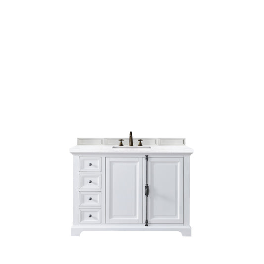 James Martin Vanities Providence 48" Bright White Single Vanity With 3cm Arctic Fall Solid Surface Top