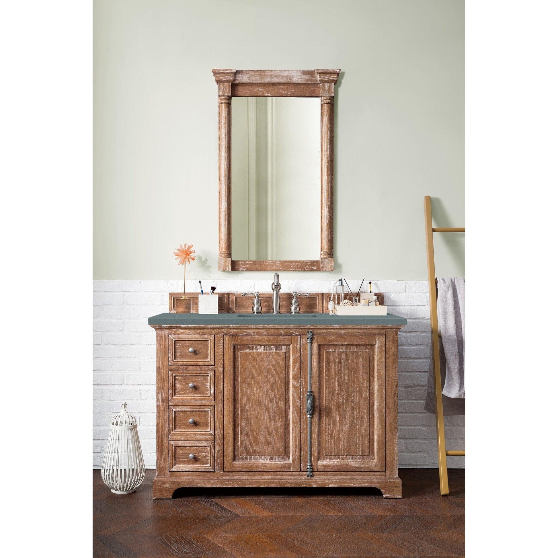 James Martin Vanities Providence 48" Driftwood Single Vanity Cabinet With 3cm Cala Blue Quartz Top