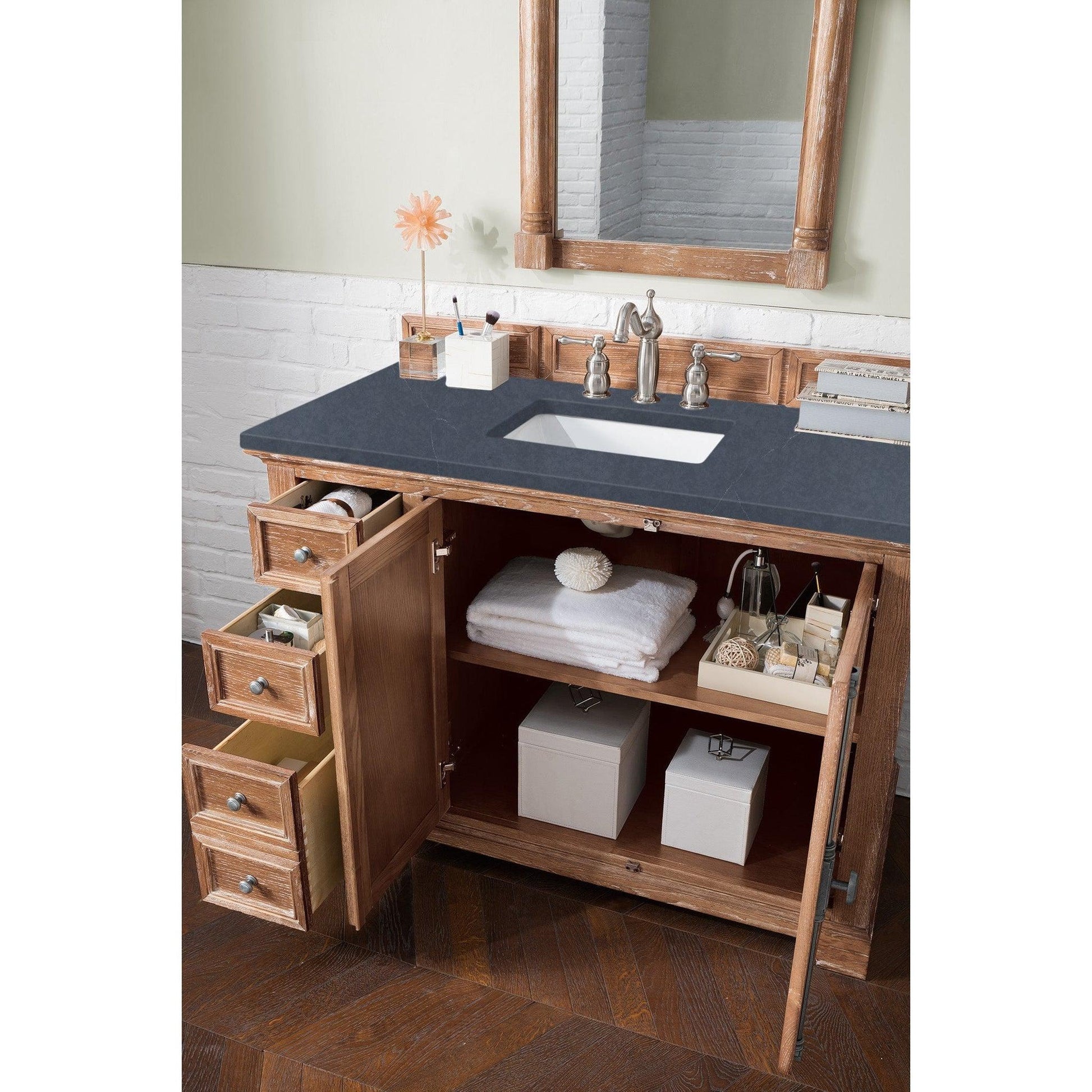 James Martin Vanities Providence 48" Driftwood Single Vanity Cabinet With 3cm Charcoal Soapstone Quartz Top