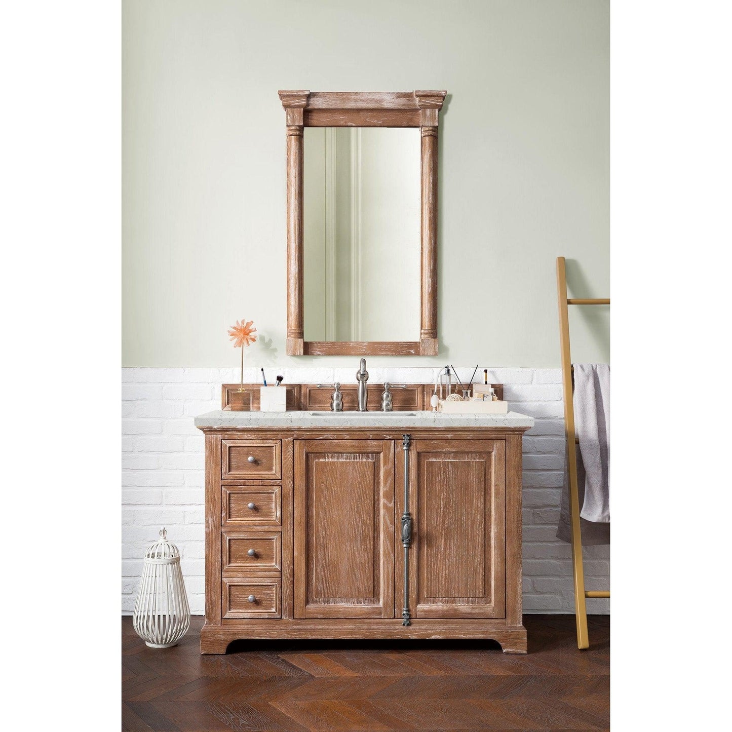 James Martin Vanities Providence 48" Driftwood Single Vanity Cabinet With 3cm Eternal Jasmine Pearl Quartz Top