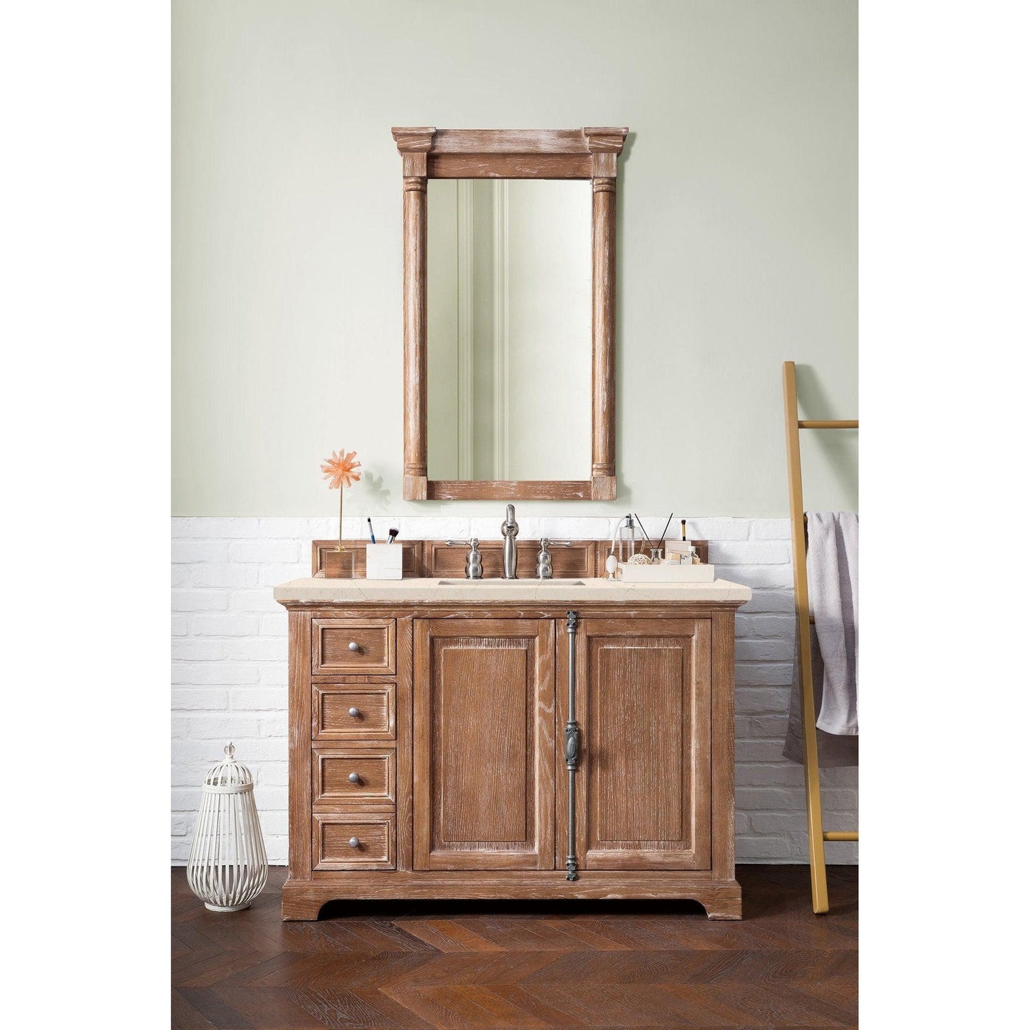 James Martin Vanities Providence 48" Driftwood Single Vanity Cabinet With 3cm Eternal Marfil Quartz Top