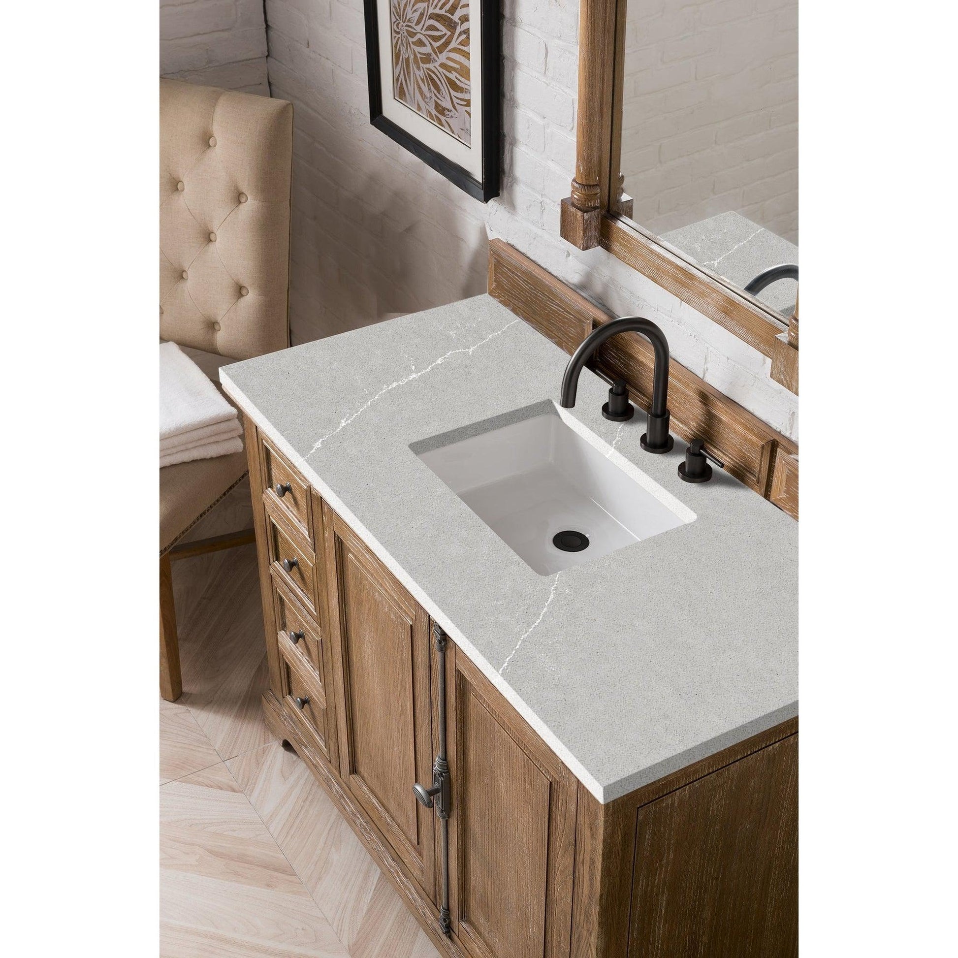 James Martin Vanities Providence 48" Driftwood Single Vanity Cabinet With 3cm Eternal Serena Quartz Top