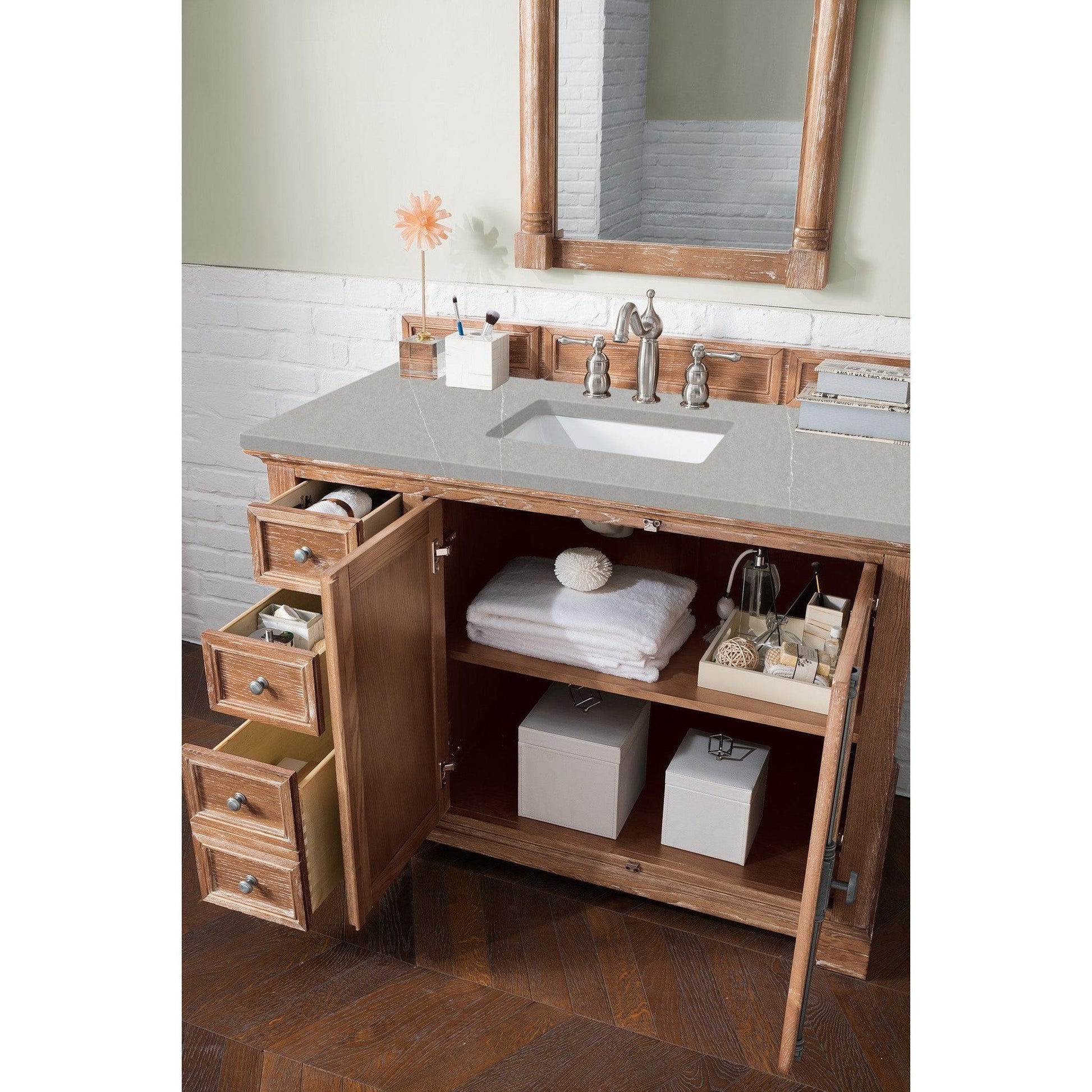 James Martin Vanities Providence 48" Driftwood Single Vanity Cabinet With 3cm Eternal Serena Quartz Top