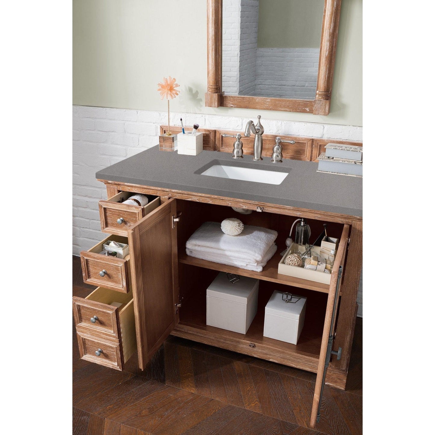 James Martin Vanities Providence 48" Driftwood Single Vanity Cabinet With 3cm Grey Expo Quartz Top