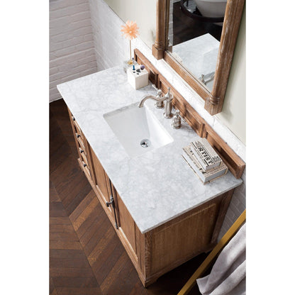 James Martin Vanities Providence 48" Driftwood Single Vanity With 3cm Carrara Marble Top