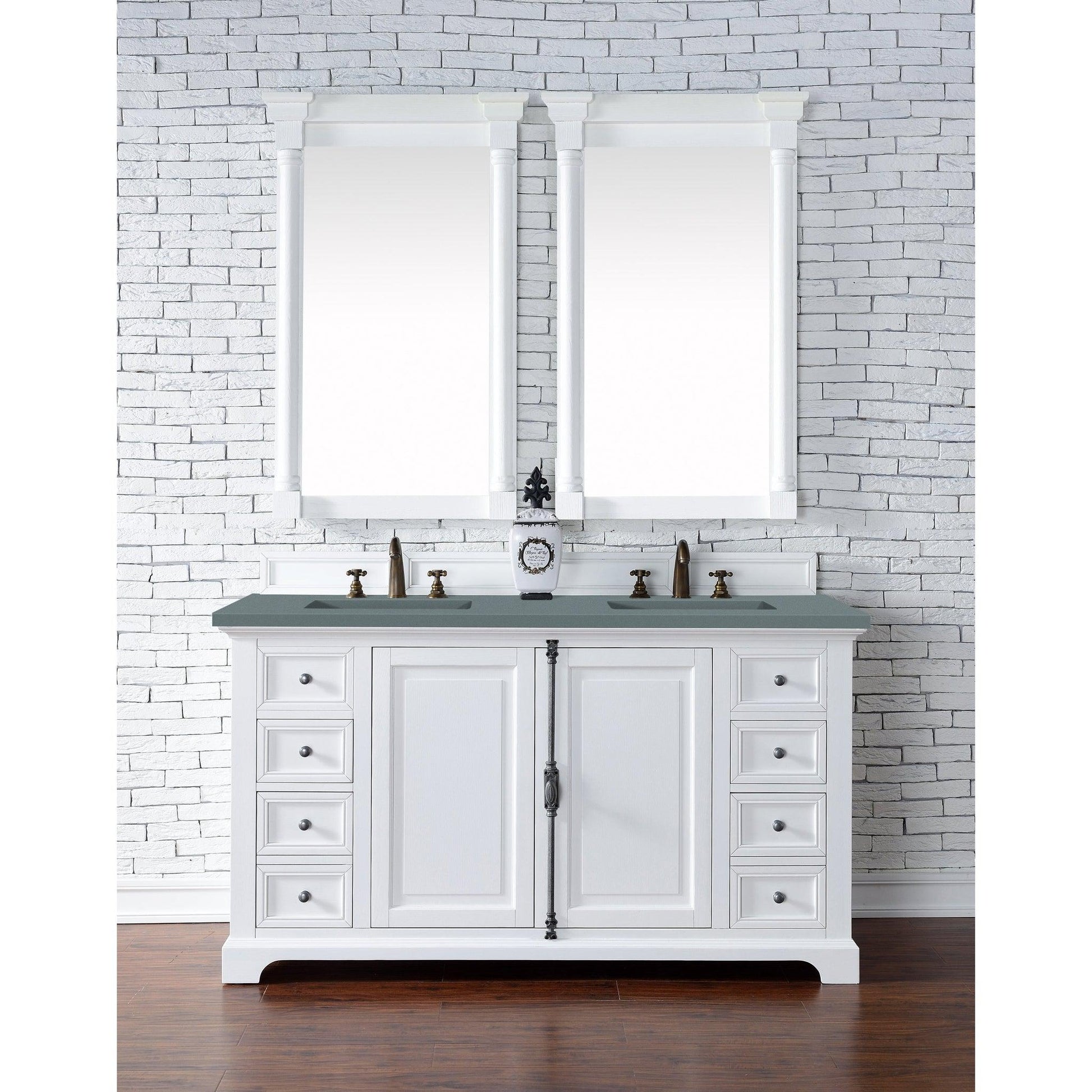 James Martin Vanities Providence 60" Bright White Double Vanity Cabinet With 3cm Cala Blue Quartz Top