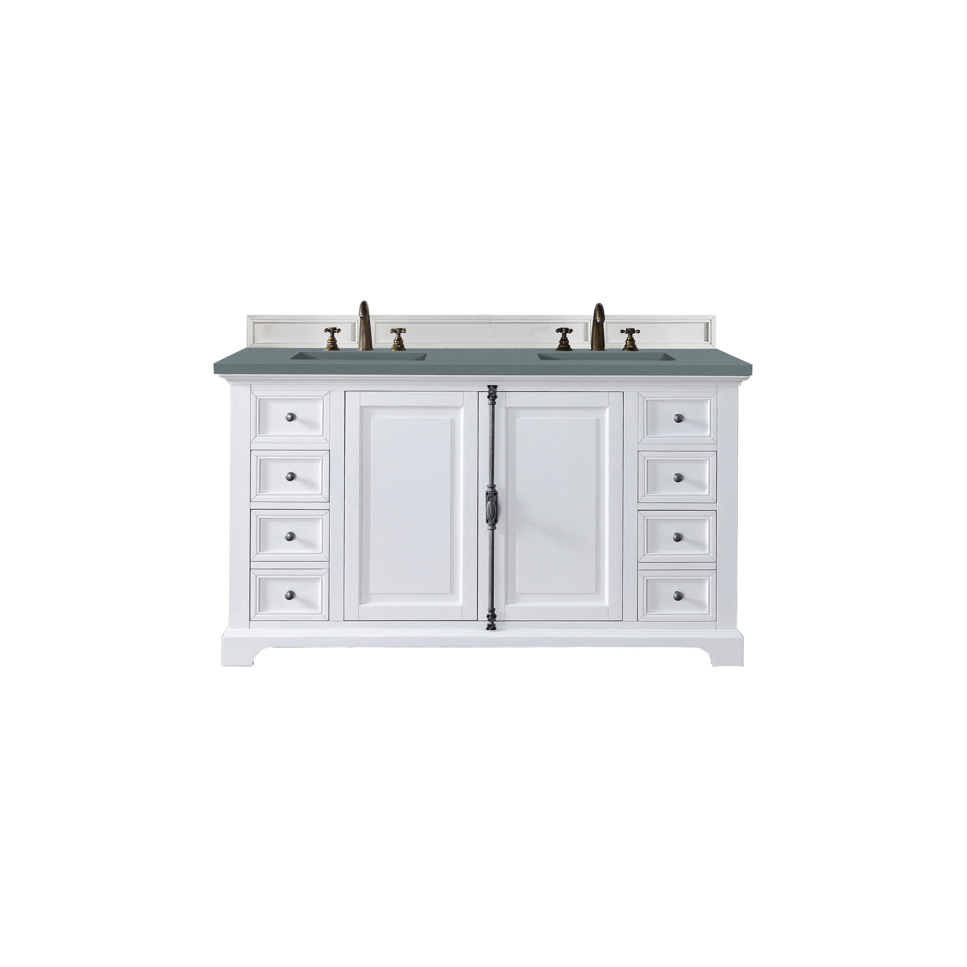 James Martin Vanities Providence 60" Bright White Double Vanity Cabinet With 3cm Cala Blue Quartz Top